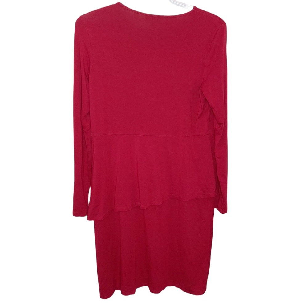 J Jill Wearever collection red stretch jersey knit tiered long sleeve dress XS - Picture 2 of 9